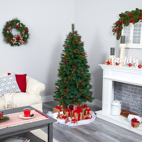 6ft. Pre-Lit Mixed Pine Artificial Christmas Tree, Clear LED Lights